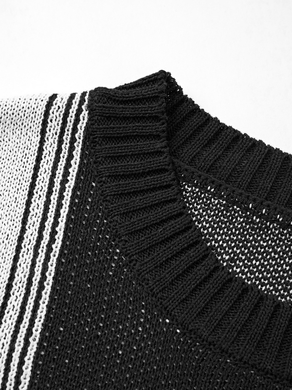 Men's Color Block Crew Neck Sweater-3