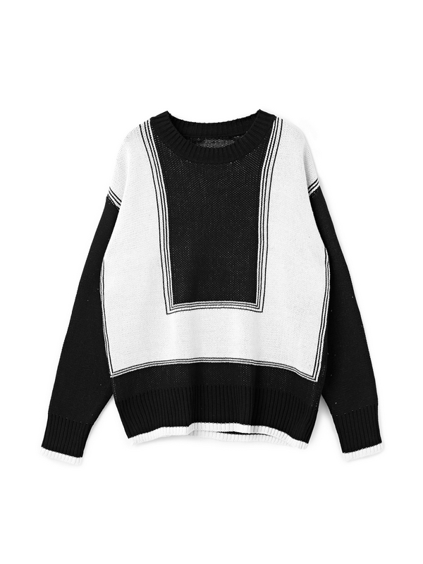 Men's Color Block Crew Neck Sweater-1