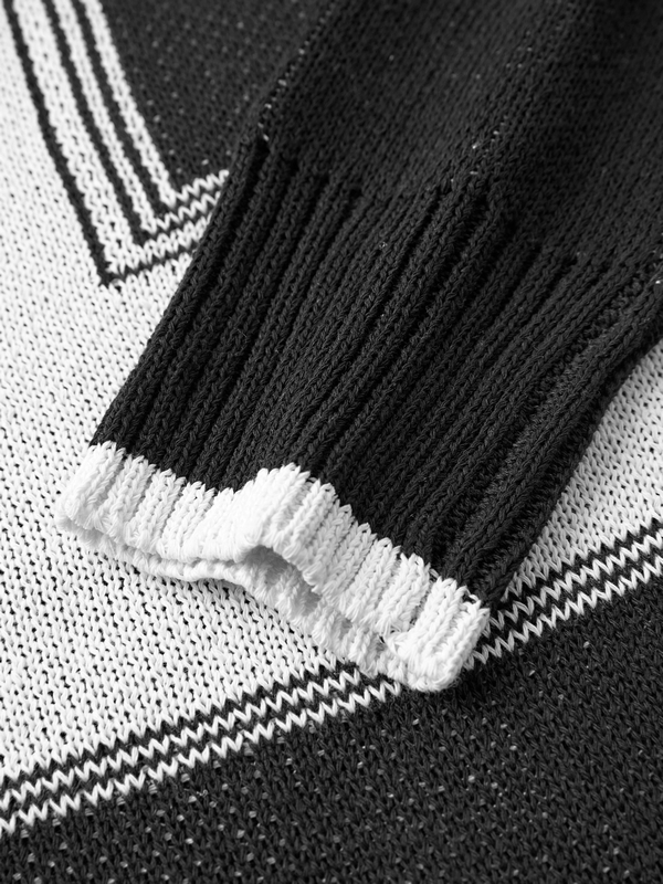 Men's Color Block Crew Neck Sweater-4