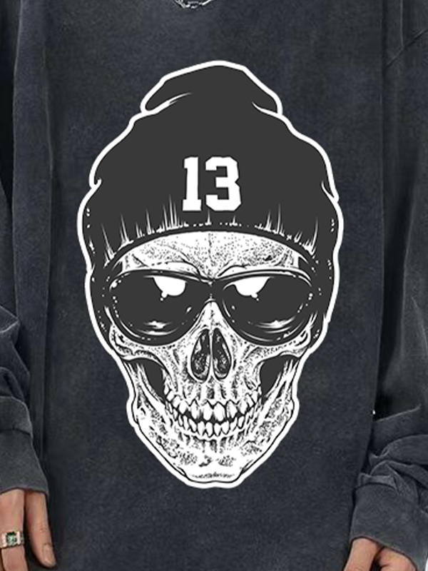 Man's Skull Series Print Long Sleeve Tee-1