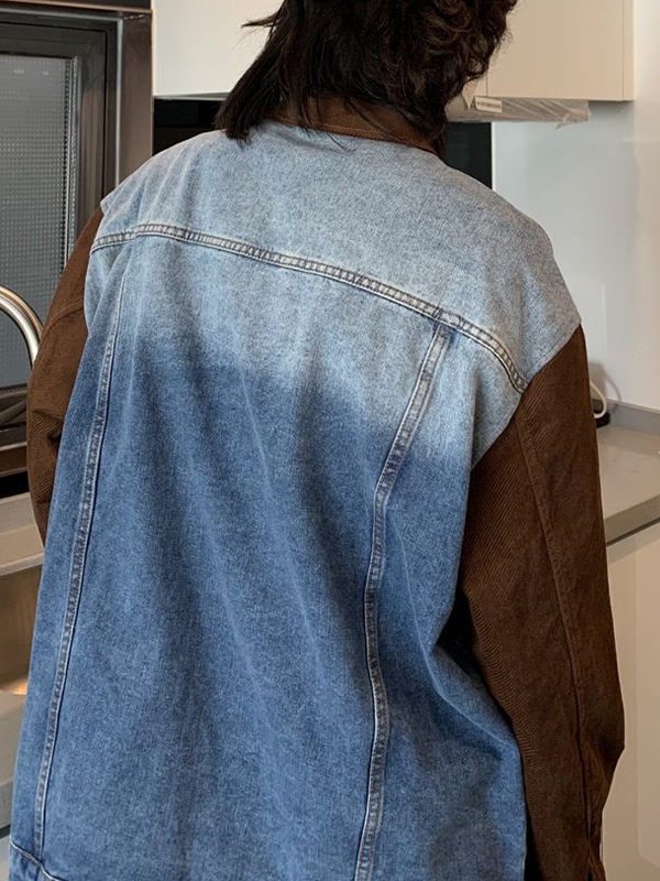 Men's Vintage Denim Splice Jacket-4