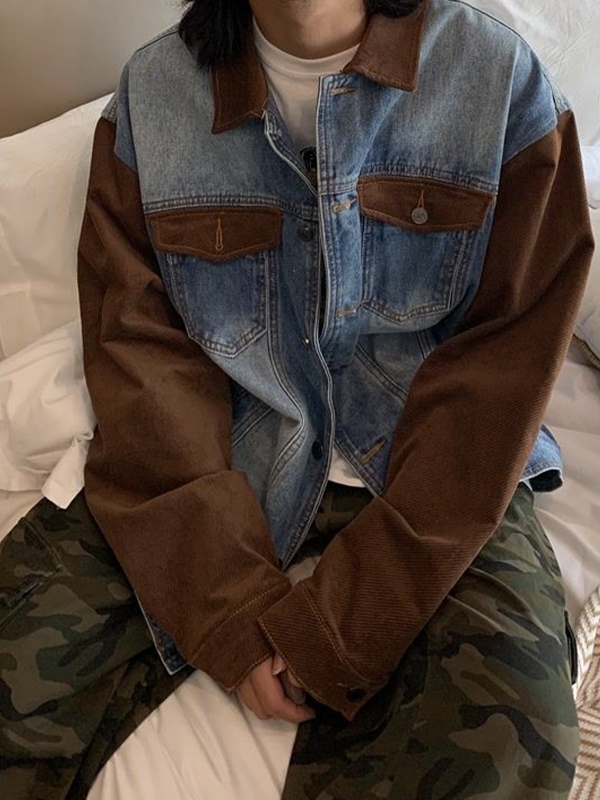 Men's Vintage Denim Splice Jacket-3