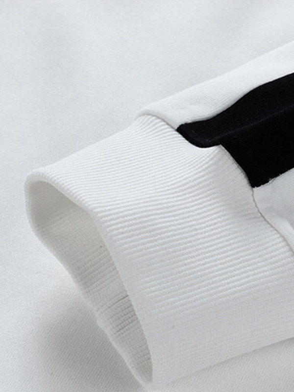 Men's Contrast Color Lapel Neck Half Zip Sweatshirt-2