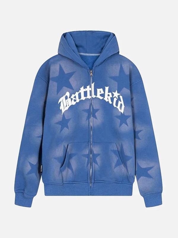 Men's Star Letter Print Oversized Hoodie-2