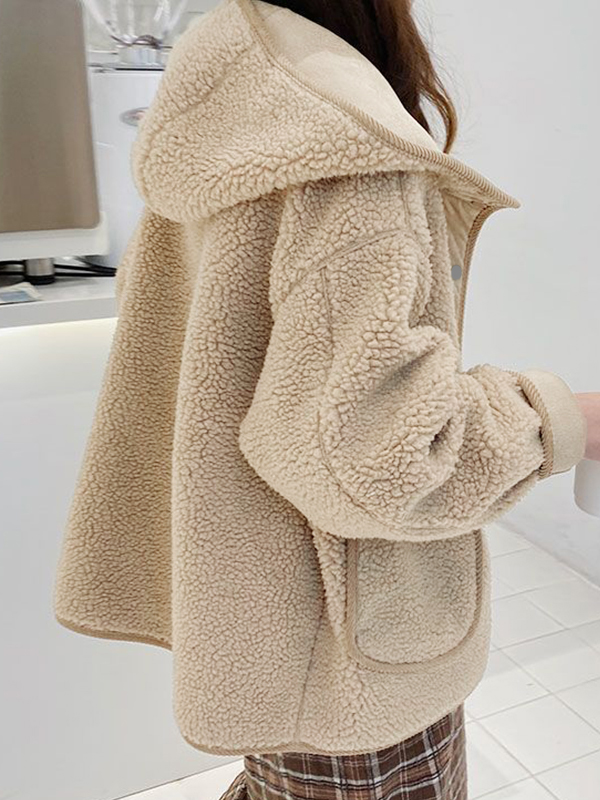 Lambswool Hooded Loose Jacket-3