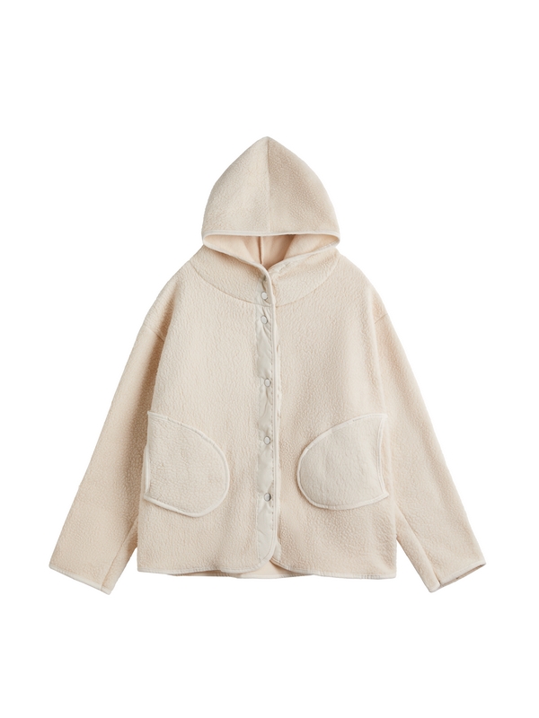 Lambswool Hooded Loose Jacket-4