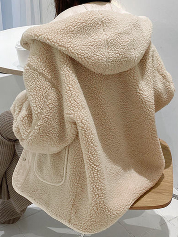 Lambswool Hooded Loose Jacket-1