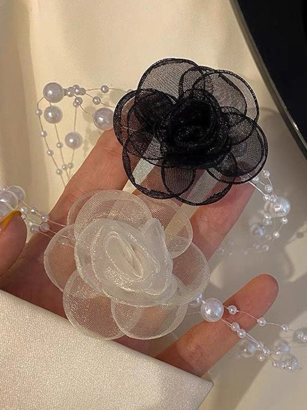 French Romantic Flower Pearl Necklace-1