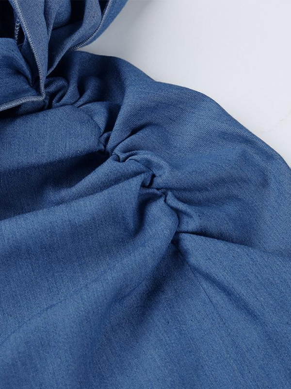 Three-dimensional Flower Decor Denim Mini Skirt-6