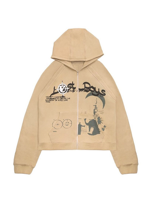 Men's Camel Print Splice Oversized Hoodie-2