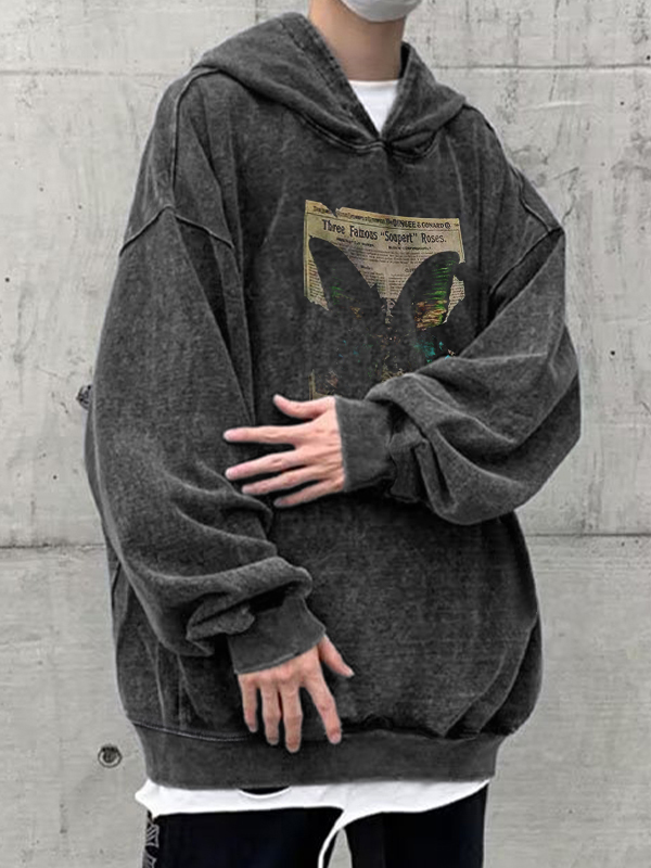Men's Distressed Butterfly Print Oversized Hoodie-1