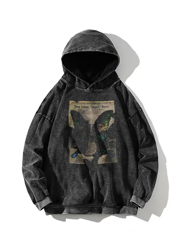 Men's Distressed Butterfly Print Oversized Hoodie-3