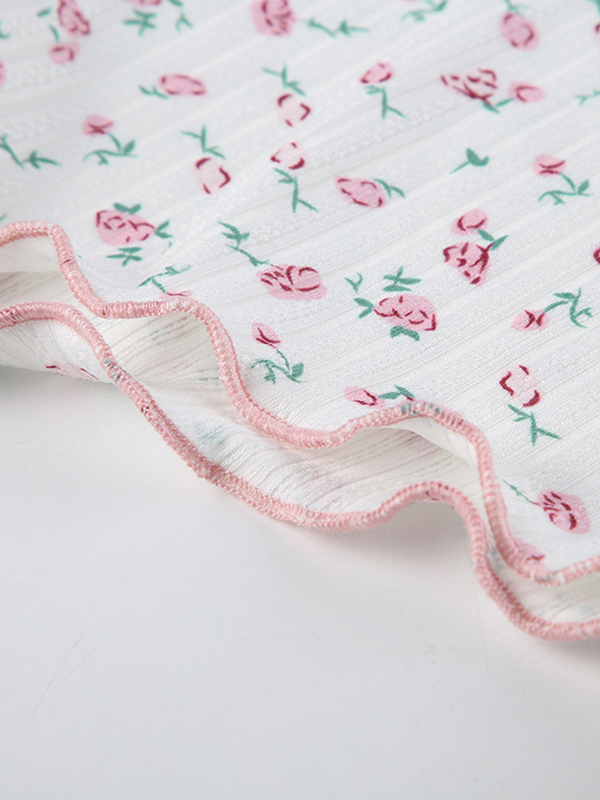 Ditsy Floral Print Lace Trim V Neck Sleeveless Jumpsuit-4