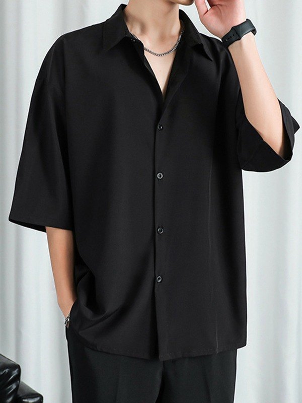 Men's Short Sleeve Buttoned Shirt-1