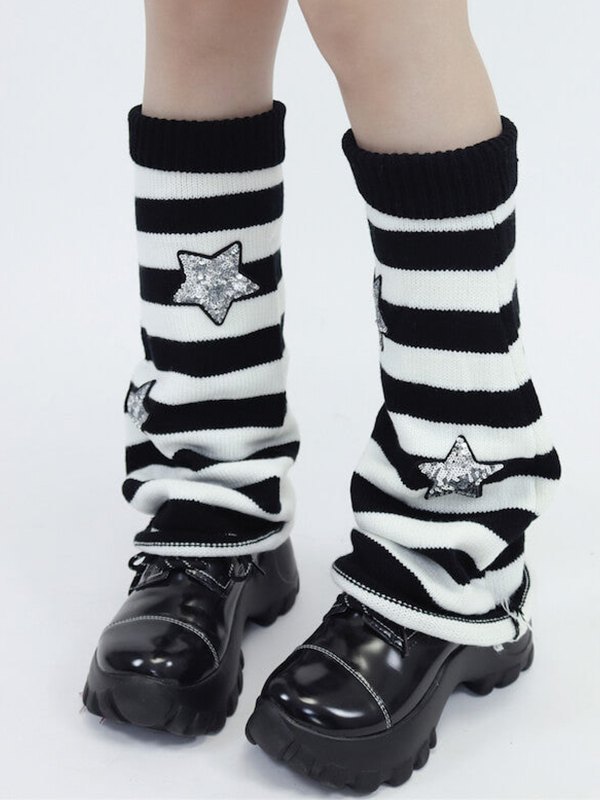 Sequin Star Striped Leg Warmer-2