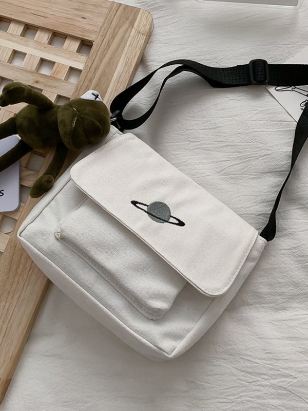 Pendant Design Planet Canvas Crossbody Bag-2