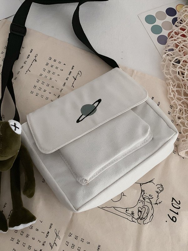 Pendant Design Planet Canvas Crossbody Bag-3