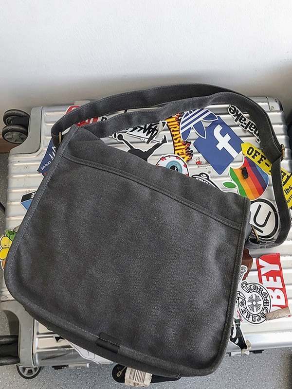 Buckle Strap Large Canvas Messenger Bag-5