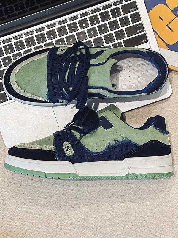 Men's Contrast Panel Raw Edge Sneakers-1