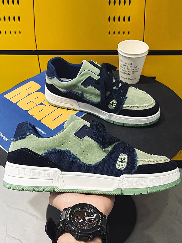 Men's Contrast Panel Raw Edge Sneakers-2