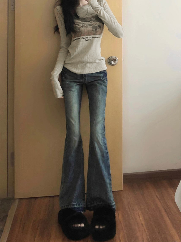 Vintage Print Seam Detail Ribbed Long Sleeve Knit-2